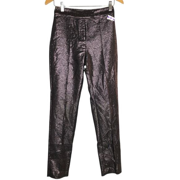 Ramy Brook Saylor Pant Glitter High Rise Skinny Leg Metallic Evening Black 0 - Picture 3 of 12